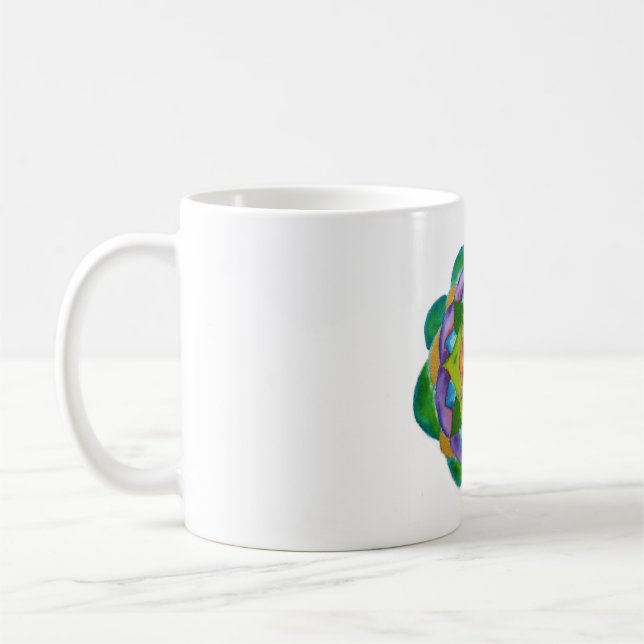 Peinture Mandala verte classique Mug blanc (Gauche)