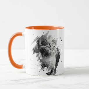 Peinture noir & blanc Chat Mug personnalisable