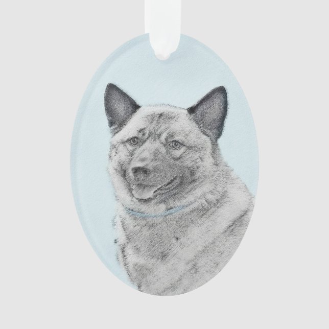 Peinture norvégienne Elkhound - Art original Chien (devant)