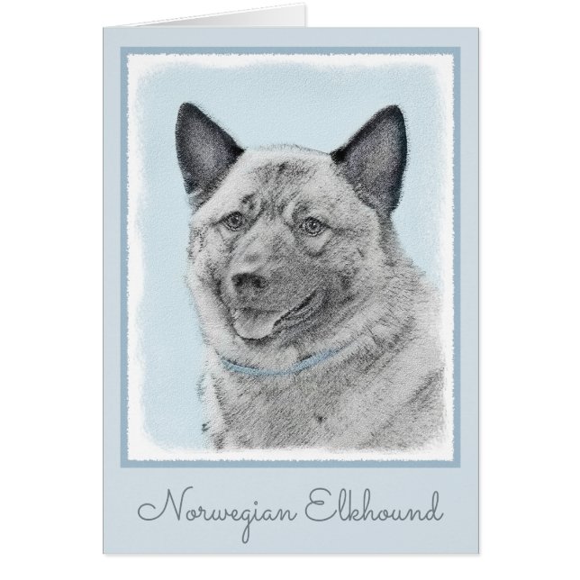 Peinture norvégienne Elkhound - Art original Chien (Devant)