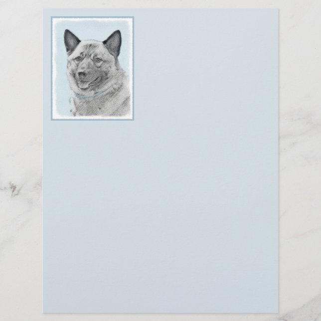 Peinture norvégienne Elkhound - Art original Chien (Devant)