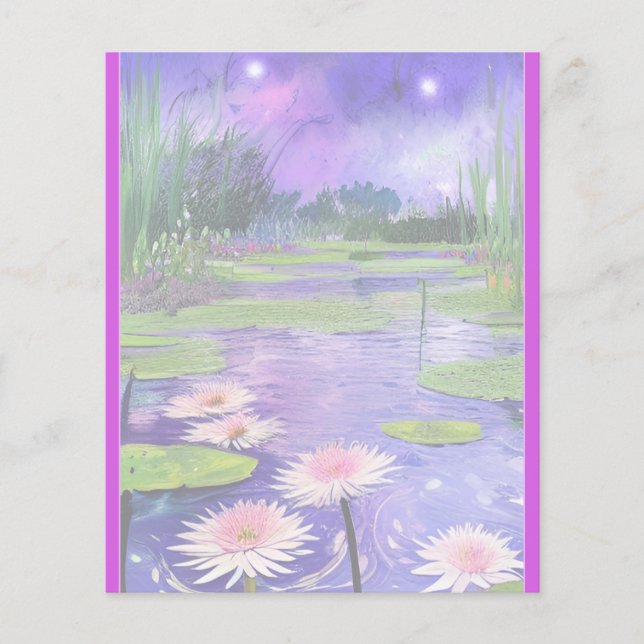 Peinture nuit étoile à l'étang (Devant)