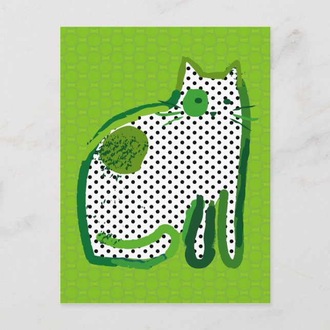 peinture numérique de 'chat vert' Carte postale (Devant)