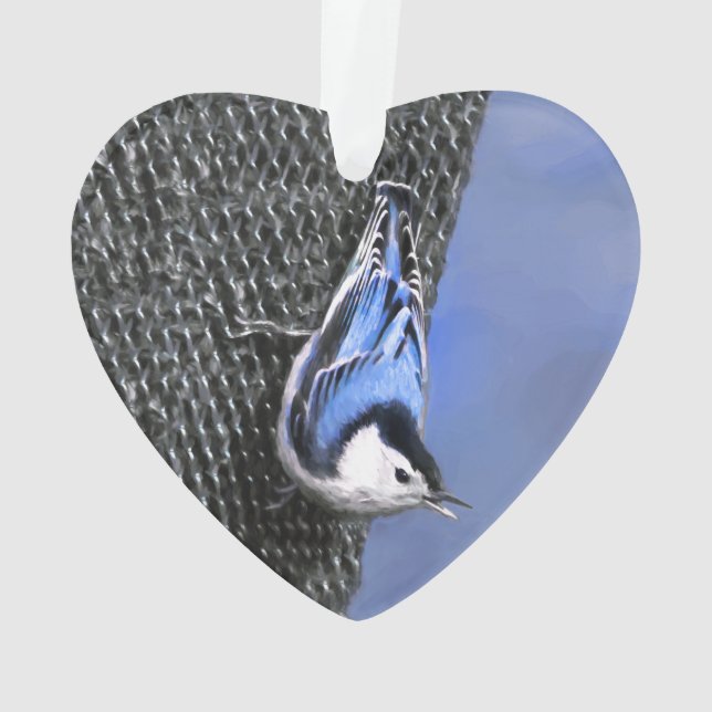 Peinture Nuthatch à poitrine blanche Art original (dos)
