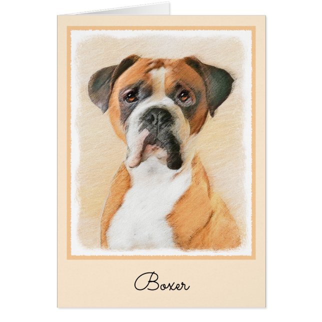 Peinture originale de chien Boxer non recadrée Art (Devant)