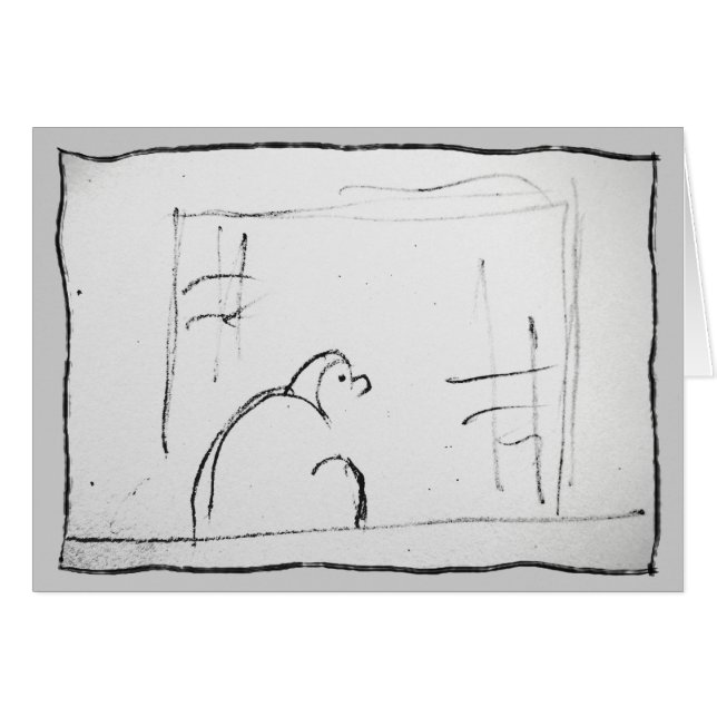 Peinture originale méditante de zen de Daruma (Devant horizontal)