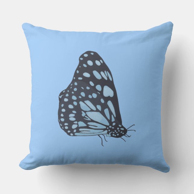 Peinture Papillon noir Spots bleus Coussins person (Recto)