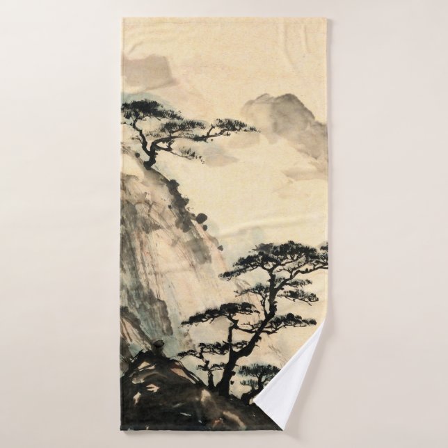 peinture paysage chinois.chinois, peinture, japona (Serviette de bain)