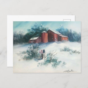 Peinture paysage neigeux Carte postale de ferme ru