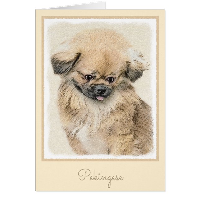 Peinture Pekingese - Cute Original Chien Art (Devant)