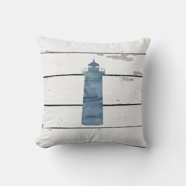 Peinture phare bleu Oreiller à lancer nautique (Recto)
