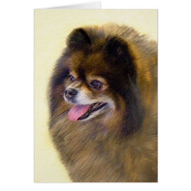Peinture Poméranienne Noir et Tan Art Chien origin (Devant)