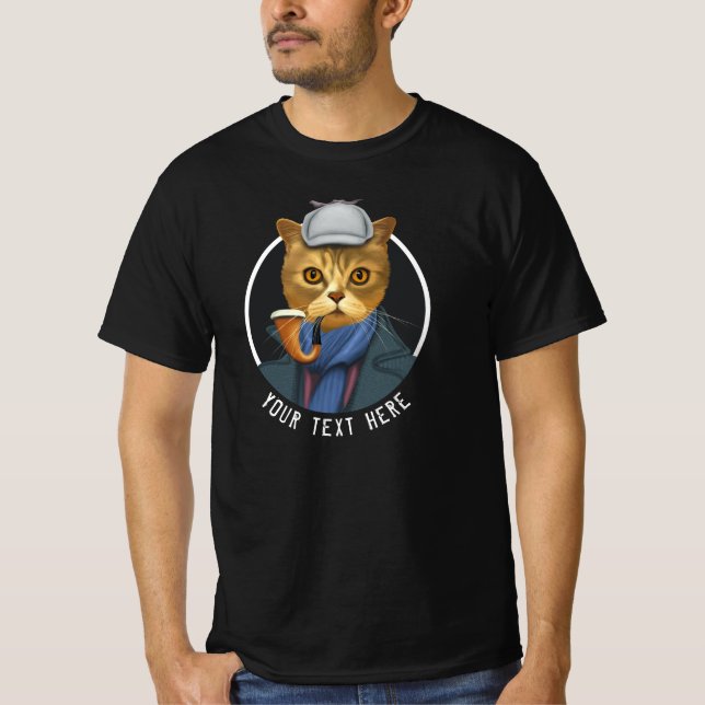 Peinture Portrait d'un T-shirt de chat détective (Devant)