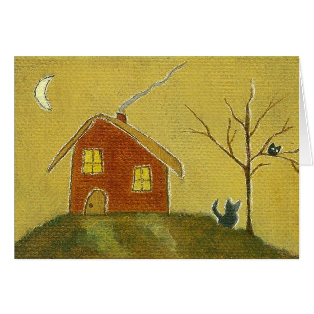Peinture primitive d'art de chat de Chambre (Devant Horizontal)