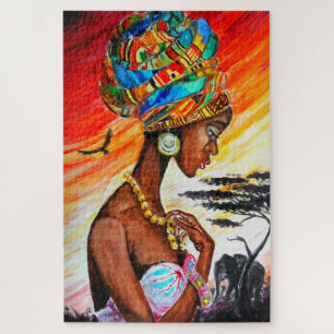 Peinture Puzzle avec Belle princesse africaine