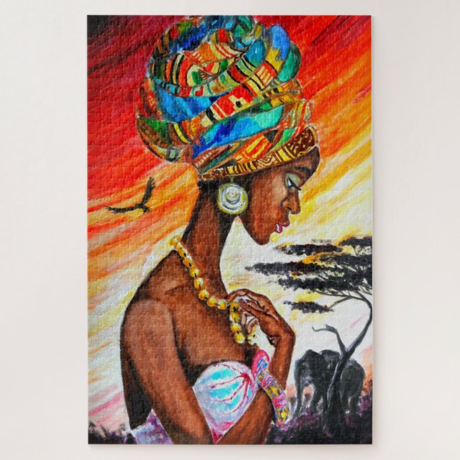 Peinture Puzzle avec Belle princesse africaine (Vertical)