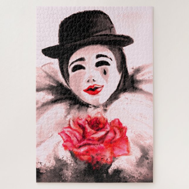 Peinture Puzzle avec Clown et Rose (Vertical)