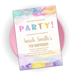 Peinture rose violet Invitations Anniversaire