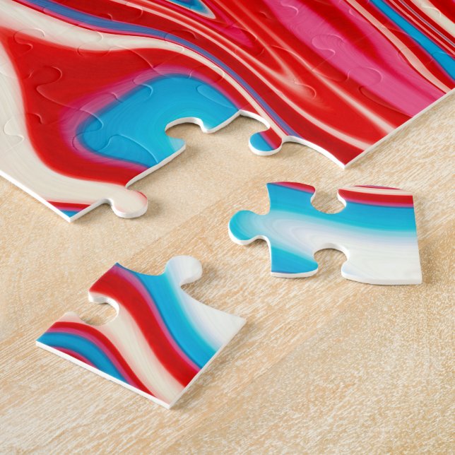 Peinture rouge blanc et bleu pourrissant puzzle (Côté)