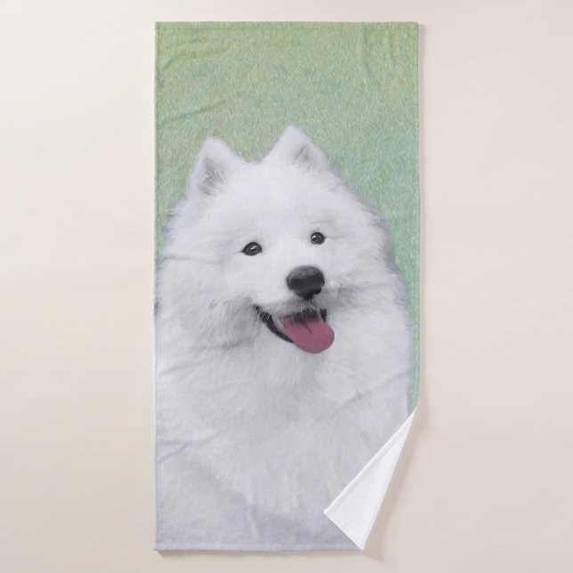 Peinture Samoyed - Cute Original Chien Art (Serviette de bain)