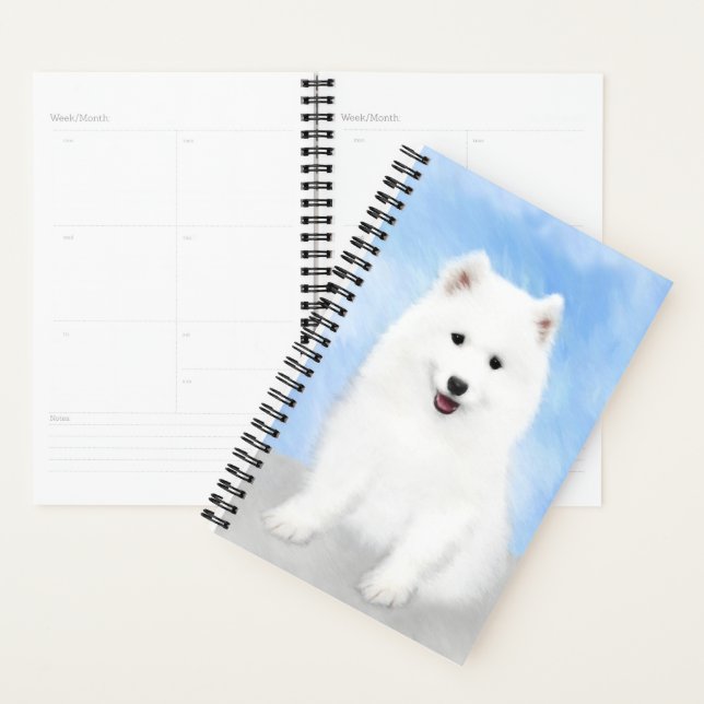 Peinture Samoyed Puppy - Jolie Art Original Chien (Devant avec enveloppe)