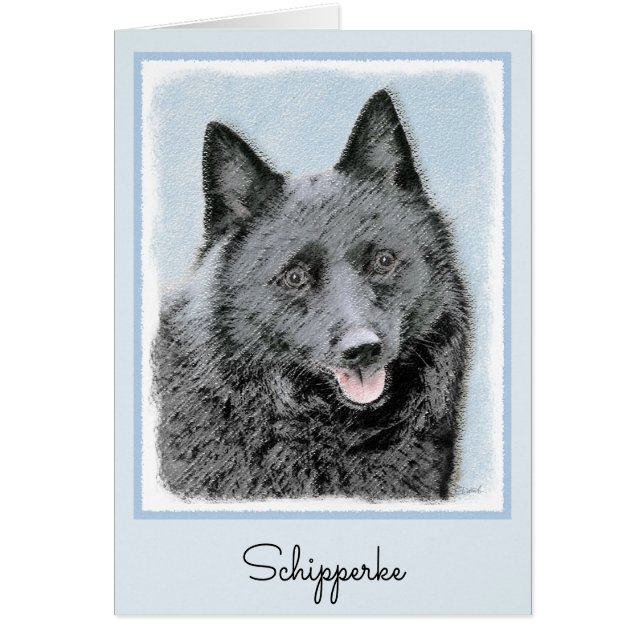 Peinture Schipperke - Cute Original Chien Art (Devant)