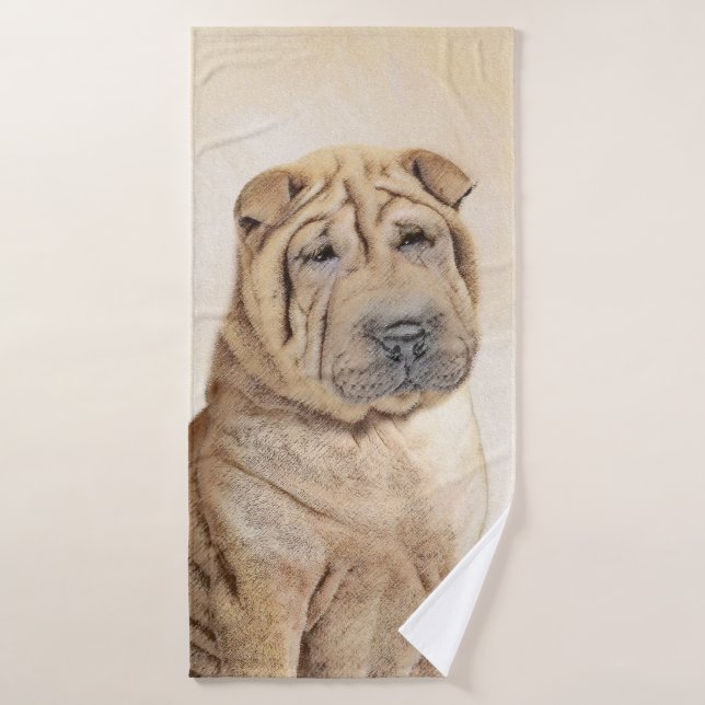 Peinture Shar Pei - Cute Original Chien Art (Serviette de bain)