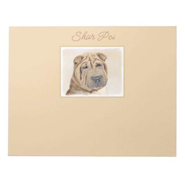 Peinture Shar Pei - Magnifique Bloc-notes d'art or (Devant)