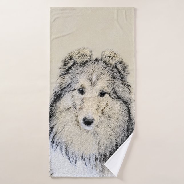 Peinture Shetland Sheepdog - Jolie art original ch (Serviette de bain)