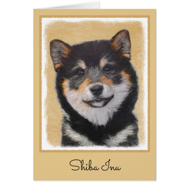 Peinture Shiba Inu (Noir et Tan) - Art Chien (Devant)