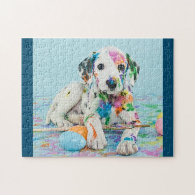 PEINTURE SPLATÉRÉ PUZZLE DALMATIQUE PUPPY. JIGSAW  (Horizontal)