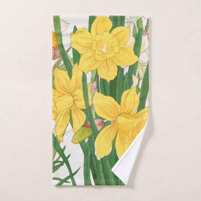 Peinture sur bloc de bois de narcisse, Tanigami Kô (Serviette à main)