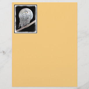 Peinture sur la Chouette neigeuse et la Lune - Art
