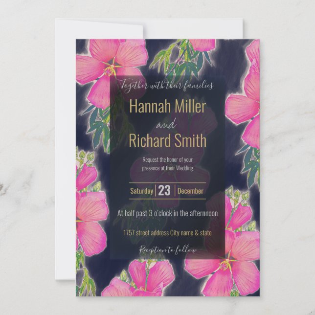 Peinture tropicale bleu rose Hibiscus (Devant)