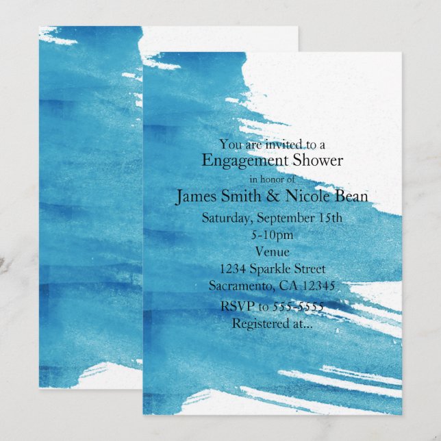 Peinture turquoise aquarelle Moderne Invitations s (Devant / Derrière)