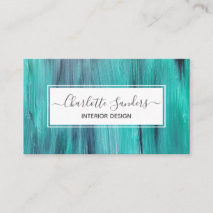 Peinture turquoise et carte de visite blanc
