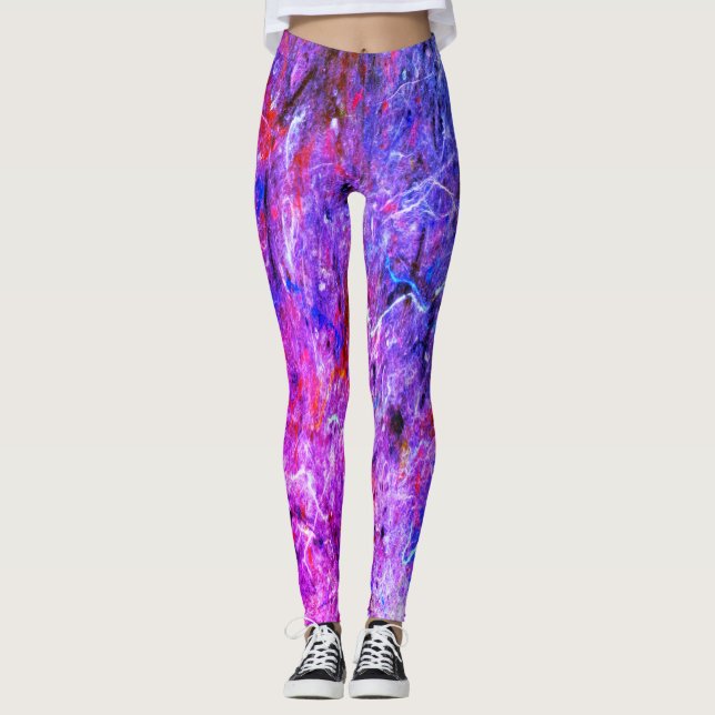 peinture vernis bleu rose imprimer cool Leggings (Devant)