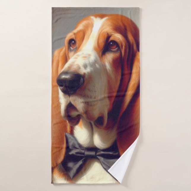 Peinture vintage à la hache Basset (Serviette de bain)