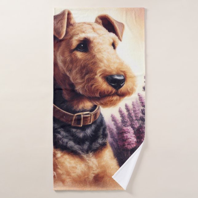 Peinture vintage Airedale Terrier (Serviette de bain)