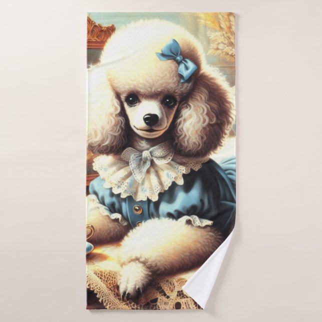 Peinture vintage de caniche (Serviette de bain)