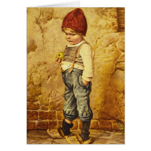 Peinture vintage de Hansel tenant une pomme