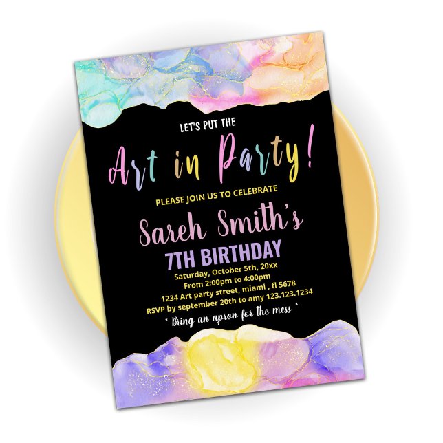 Peinture violet noir Invitations Anniversaire (Créateur téléchargé)