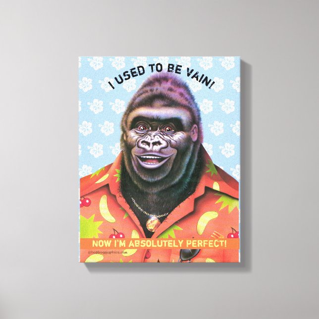 Peintures murales en toile Smiling Vain Gorilla. (Recto)