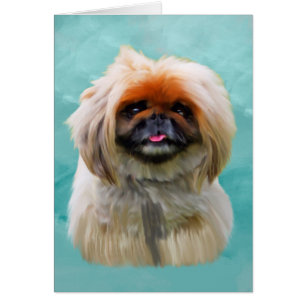 Pekingese Chien Aquarelle Art Portrait