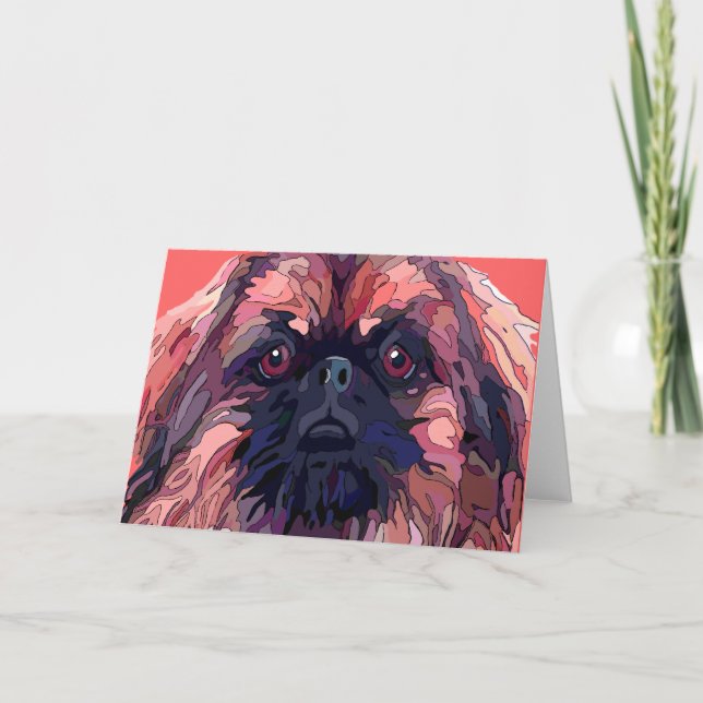 Pekingese couleurs vives Cartes de voeux (Devant)