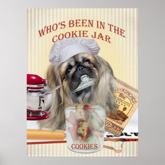 Pekingese Who's Been In The Cookie Jar Poster (Devant)