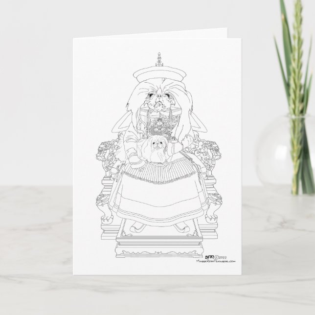 Pékinois Céleste Avec Carte de Compagnon de Maison (Devant)