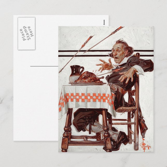 Pèlerin effrayé. Cartes Postales Humoristiques Tha (Devant / Derrière)