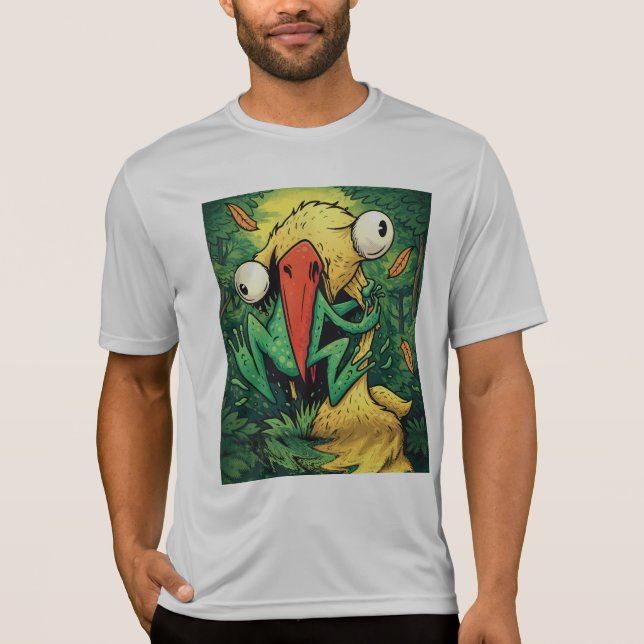 Pelican vs Frog Swamp Never Give Up Funny T-Shirt (Devant)