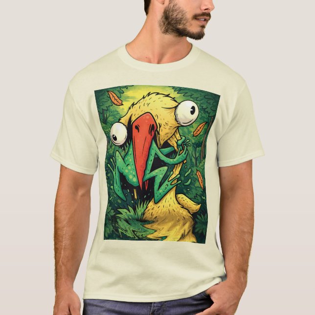 Pelican vs Frog Swamp Never Give Up Funny T-Shirt (Devant)